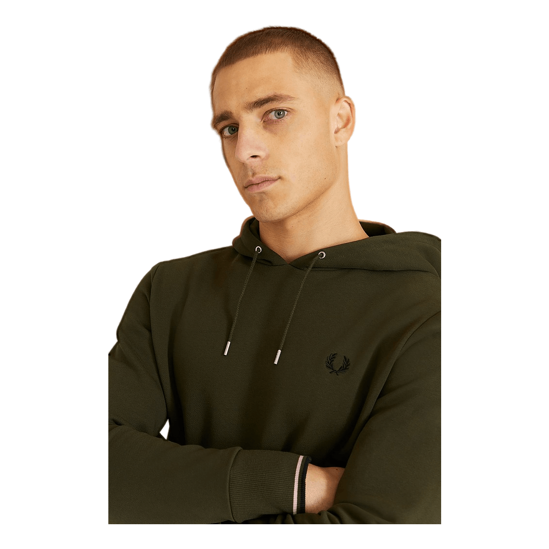 Fred Perry Tipped Hooded Sweatsh 408 Hunting