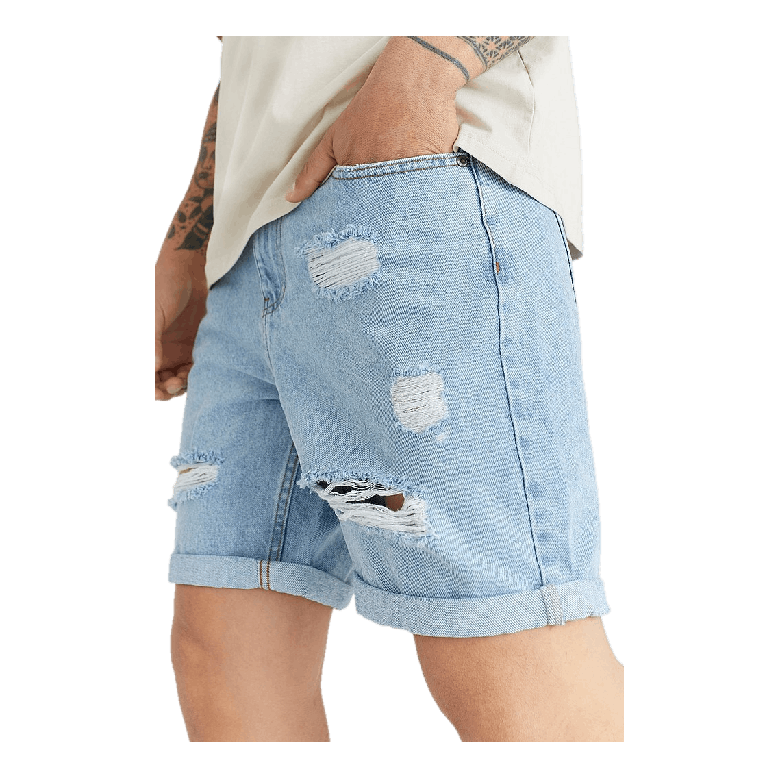 Ripped Denim Shorts