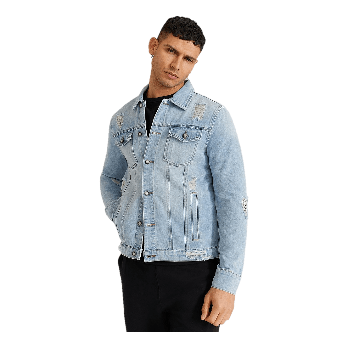 Destroyed Denim Jacket  Washed