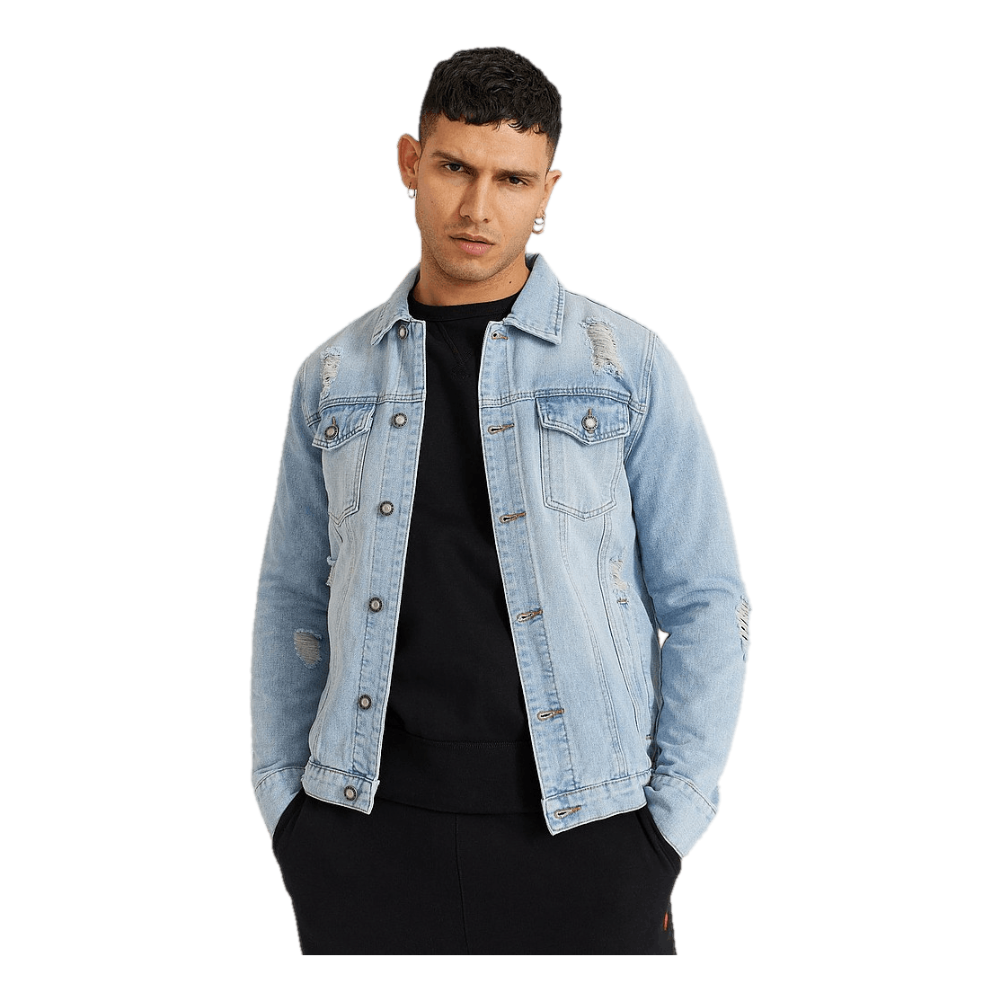 Destroyed Denim Jacket  Washed