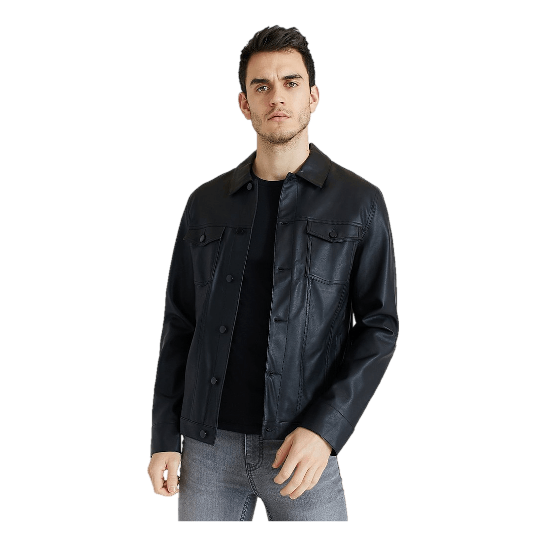 Trucker Jacket Fake Leather