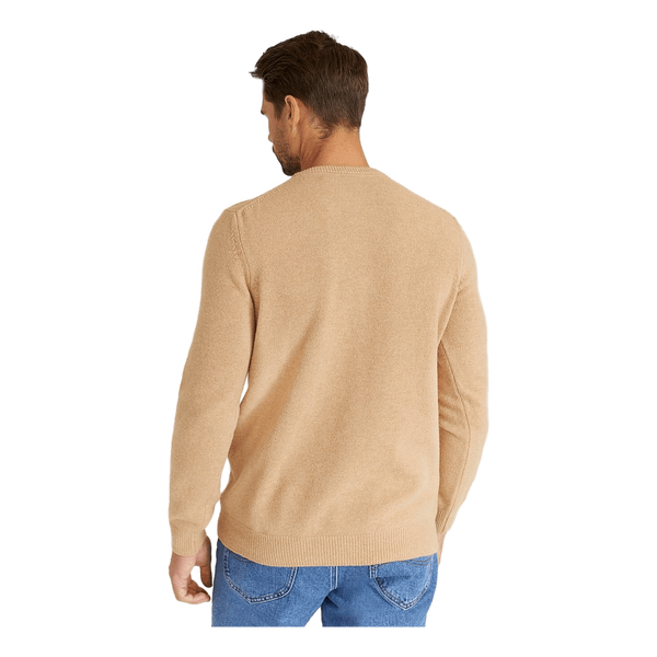 Lyle & Scott Crew Neck Lambswool Blend Jump Tan Marl