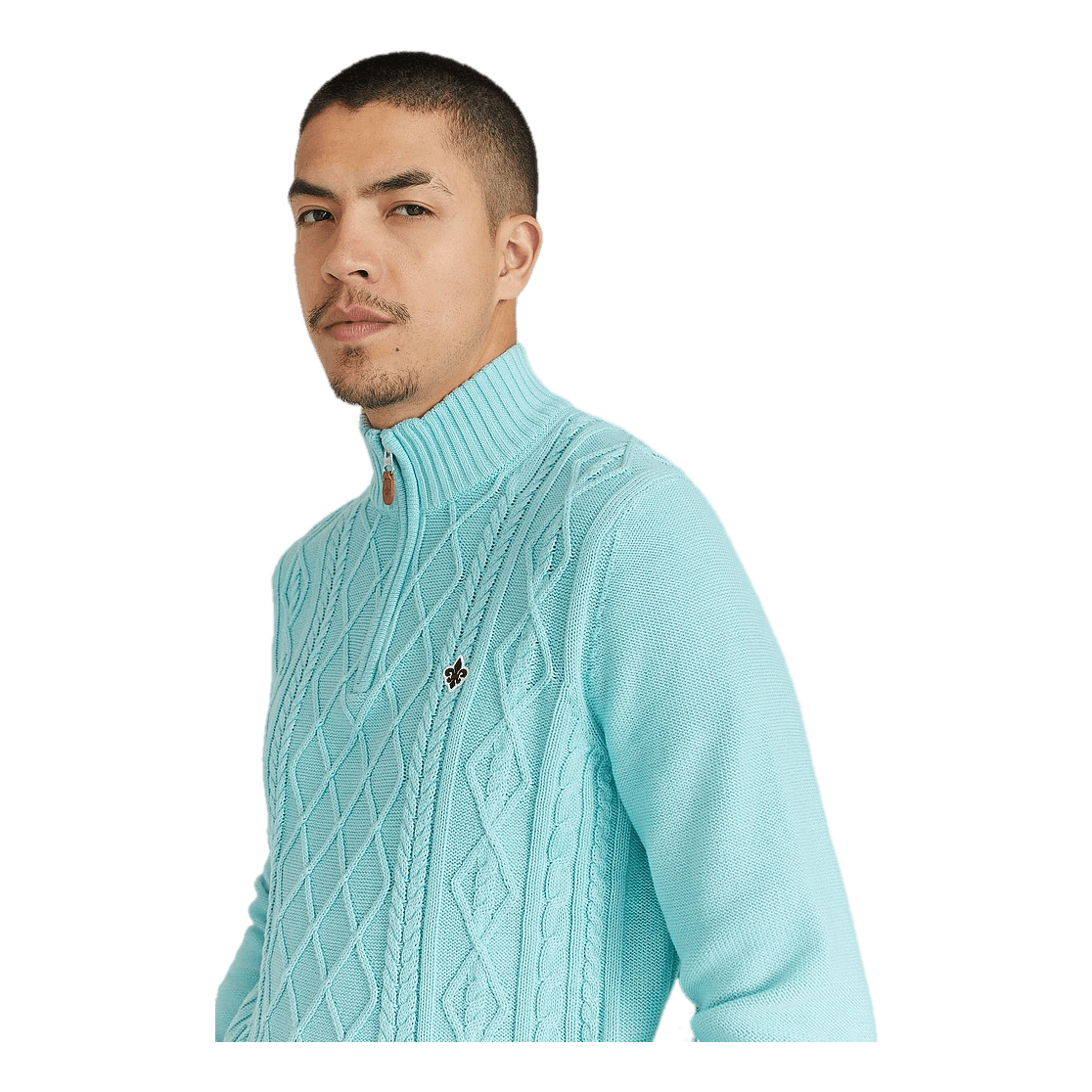 Colton Half Zip Cable 65 Turquoise