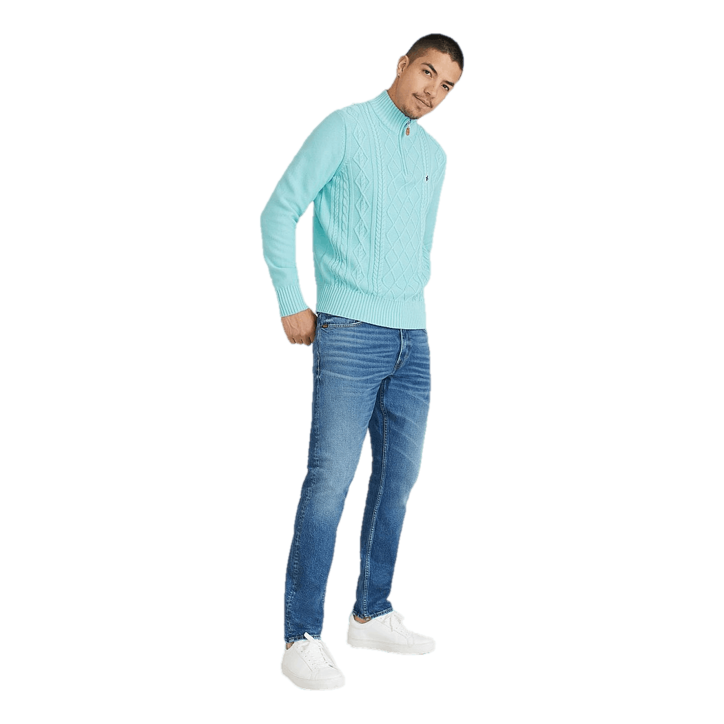 Colton Half Zip Cable 65 Turquoise