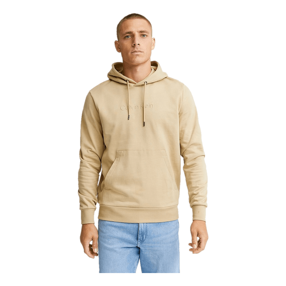 Calvin Klein Modern Front Logo Hoodie Pf2 - Travertine