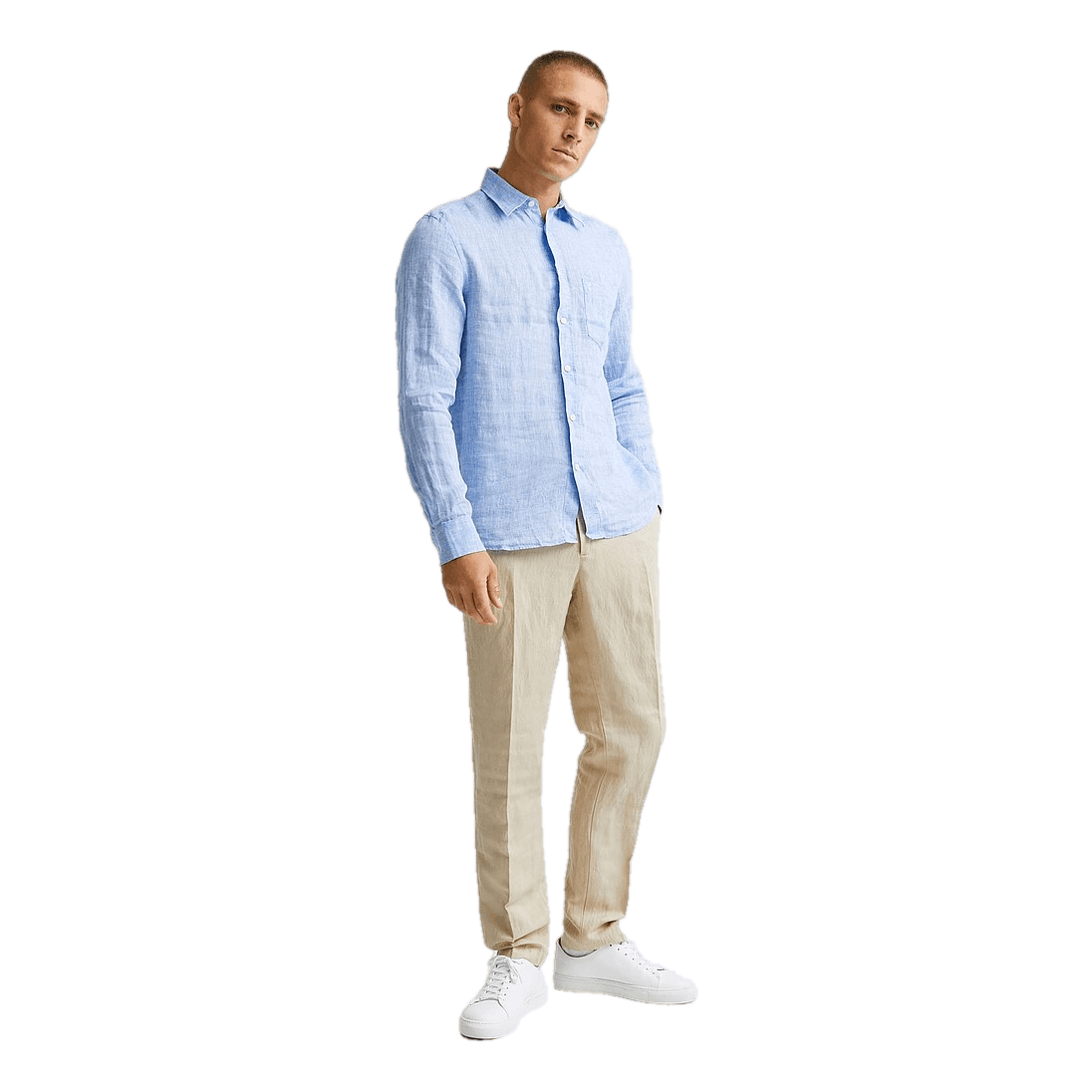 J.Lindeberg Linen - Ls Slim Shirt Ultramarine