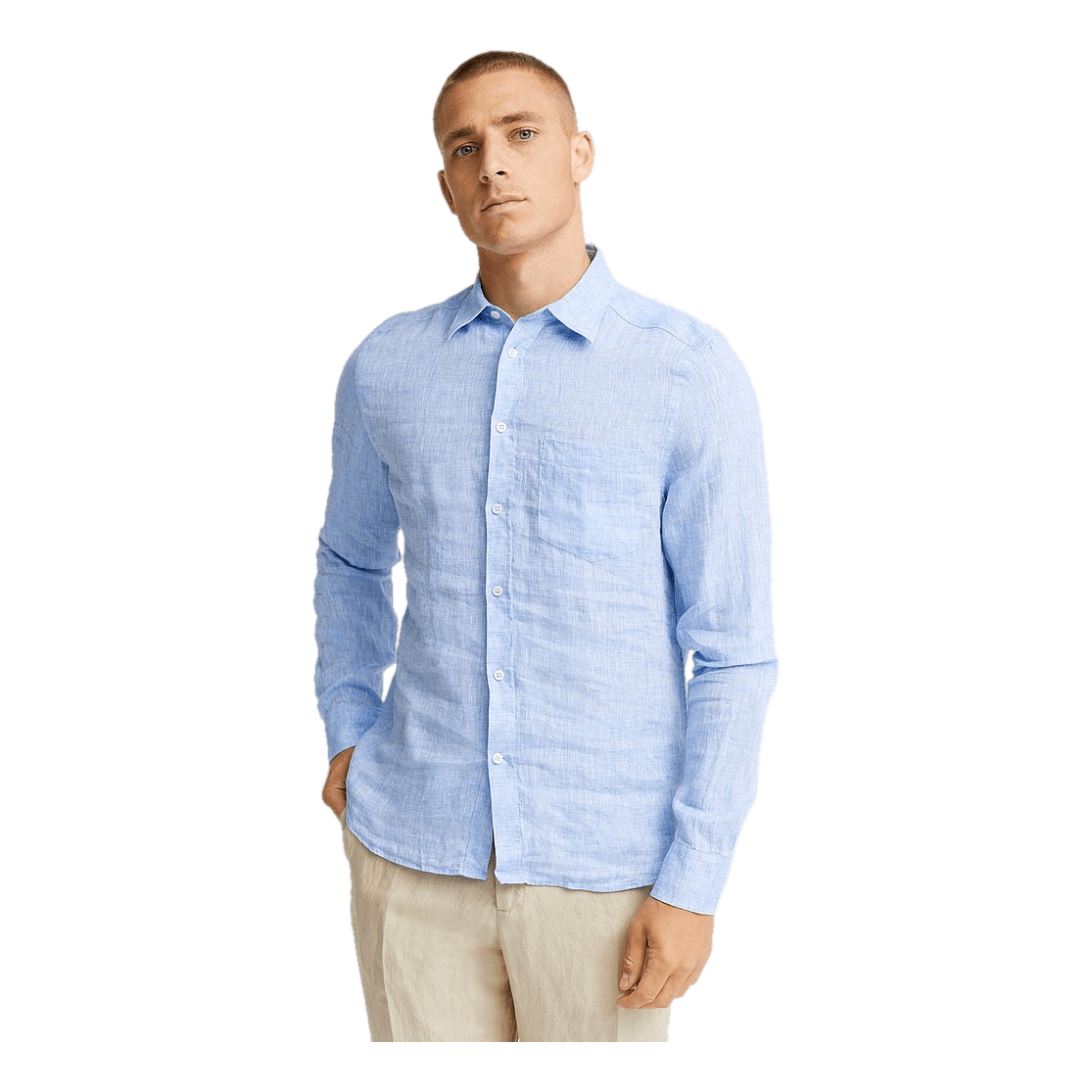 J.Lindeberg Linen - Ls Slim Shirt Ultramarine