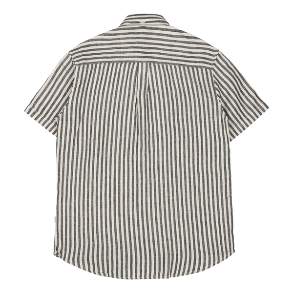 Kris Linen Ss Shirt Ivory/dark Navy